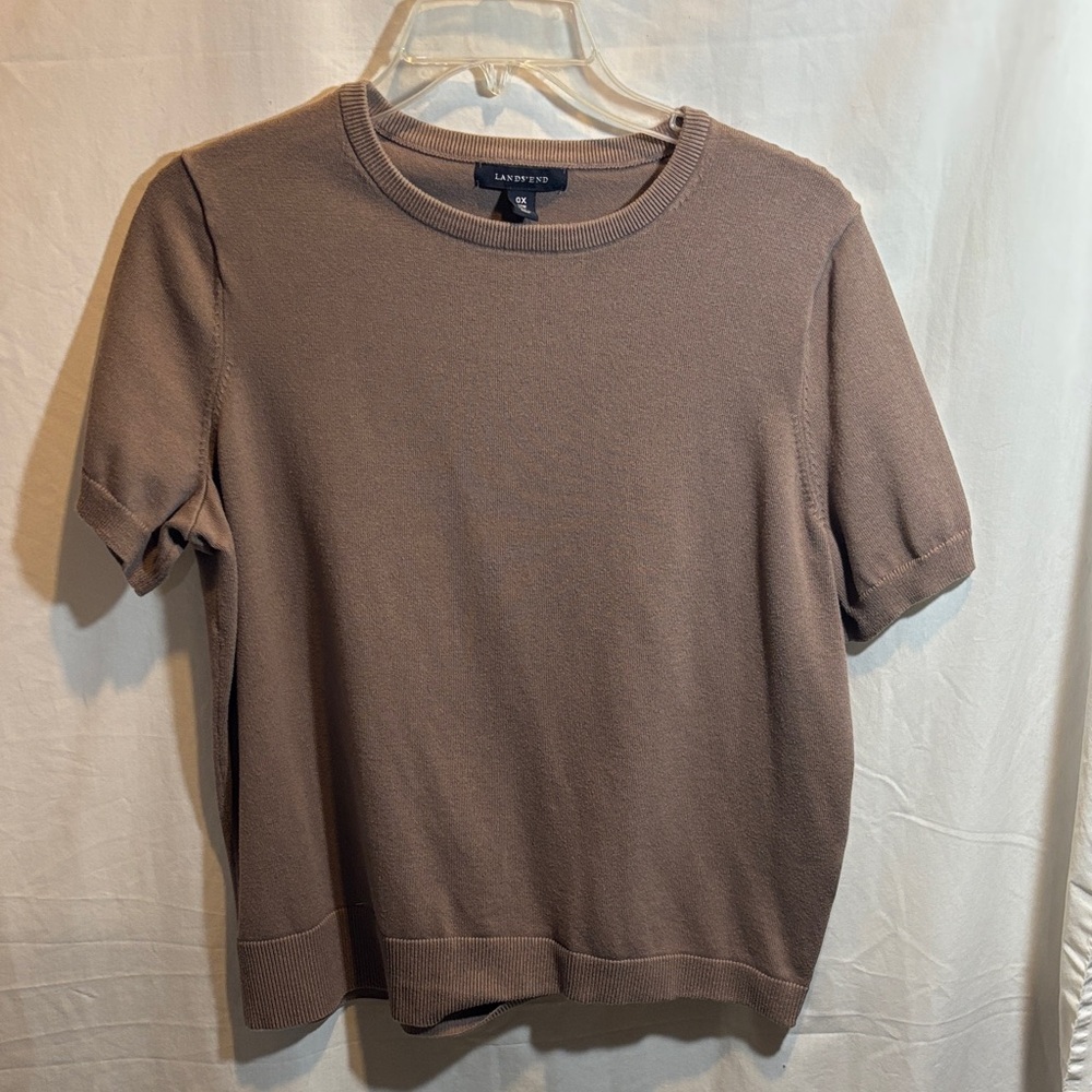 Lands' End Tan Short Sleeve Knit Top